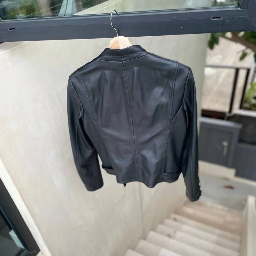 theory leather moto jacket - Picture 6 of 16